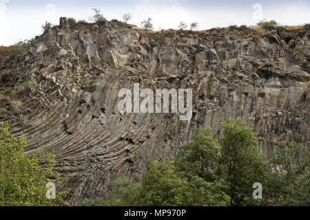 Geological formation of octagonal basalt columns in Garni Gorge called the Symphony of Stones, Garni, Armenia Stock Photo