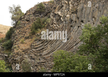 Geological formation of octagonal basalt columns in Garni Gorge called the Symphony of Stones, Garni, Armenia Stock Photo