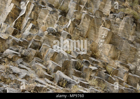 Geological formation of octagonal basalt columns in Garni Gorge called the Symphony of Stones, Garni, Armenia Stock Photo