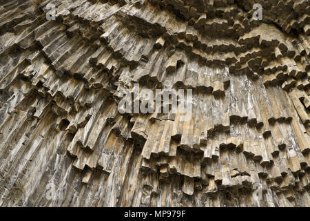 Geological formation of octagonal basalt columns in Garni Gorge called the Symphony of Stones, Garni, Armenia Stock Photo