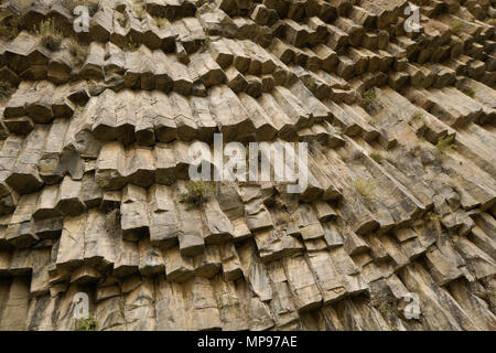 Geological formation of octagonal basalt columns in Garni Gorge called the Symphony of Stones, Garni, Armenia Stock Photo