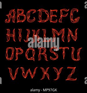 Abstract  red plexus neon font.  Stock Vector