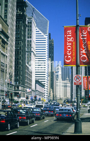 1988 HISTORICAL MICHIGAN AVENUE DOWNTOWN CHICAGO ILLINOIS USA Stock Photo