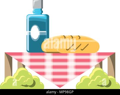 picnic design with breads and water bottle over white background, vector illustration Stock Vector
