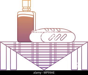 picnic design with breads and water bottle over white background, vector illustration Stock Vector