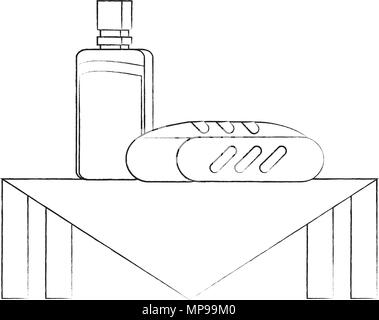 picnic design with breads and water bottle over white background, vector illustration Stock Vector