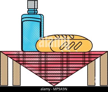 picnic design with breads and water bottle over white background, vector illustration Stock Vector