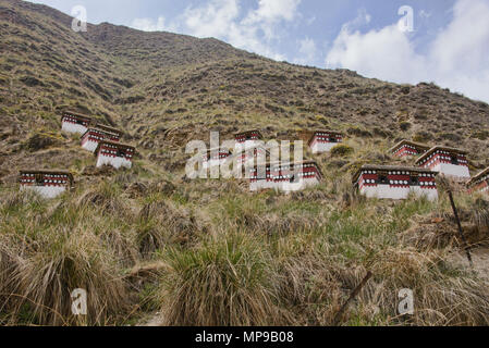Labrang Monastery meditation huts, Xiahe, Gansu Province, China Stock Photo