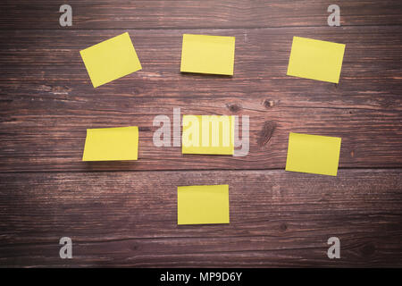 sticky note blank space on the wooden board backgrounds Stock Photo