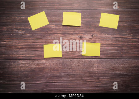 sticky note blank space on the wooden board backgrounds Stock Photo