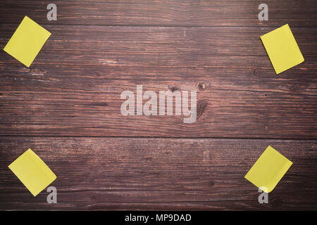 sticky note blank space on the wooden board backgrounds Stock Photo