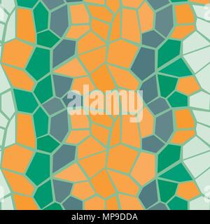 Poly orange and green vector seamless pattern for web, social, wrapping, craft Stock Vector