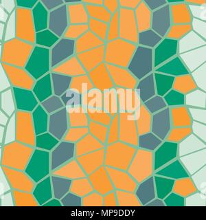 Poly orange and green vector seamless pattern Stock Vector