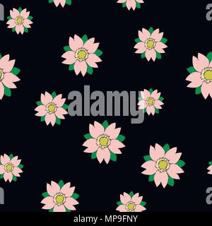 Seamless vector sakura random pattern in tattoo style Stock Vector