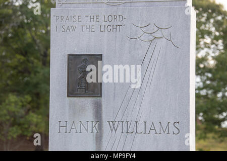 Hank Williams Memorial, Hank Williams grave - Oakwood Cemetery, Montgomery, Alabama, USA Stock Photo