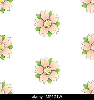 Seamless vector sakura on white random pattern in tattoo style Stock Vector