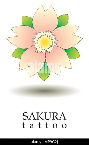 Logo Sakura tattoo with tattoo style Stock Vector