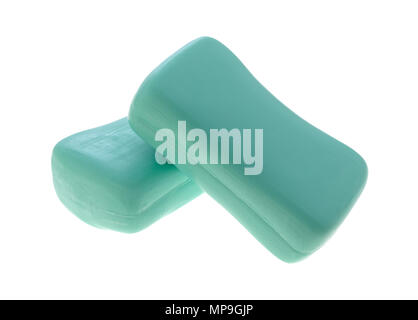 Two bars of deodorant soap isolated on a white background. Stock Photo