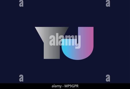 initial alphabet letter yj y j logo combination in pink blue and grey colors suitable for business and corporate identity Stock Vector