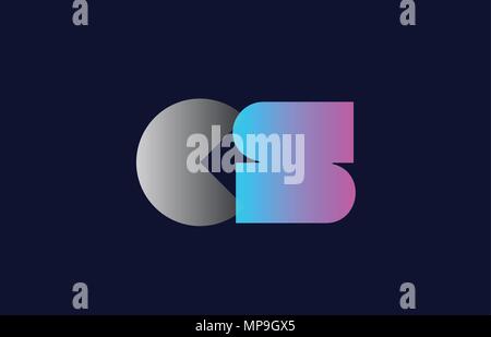 initial alphabet letter cs c s logo combination in pink blue and grey colors suitable for business and corporate identity Stock Vector