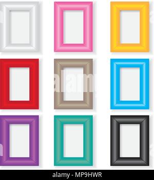 blank picture frame template set hanging on wall Stock Vector Image ...