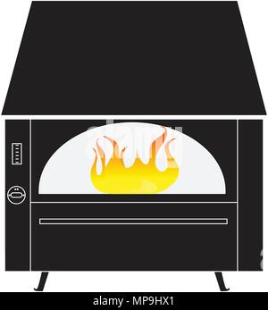 Black rustic fireplace with fire isolated on a white background vector illustration Stock Vector