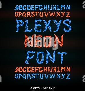 Abstract  red plexus neon font.  Stock Vector