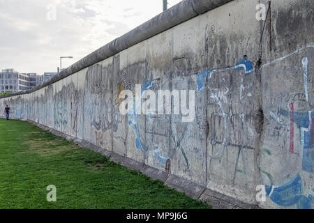 BERLIN, GERMANY-JULY 31, 2016: Remains of the notorious Berlin wall Stock Photo