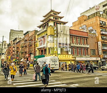 New York City, USA, Jan 2018, Chinatown by Canal street in Manhattan Stock Photo