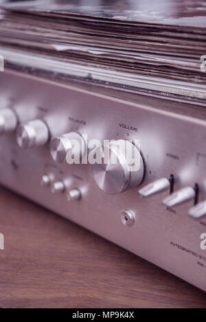 Vintage stereo amplifier controls Stock Photo - Alamy