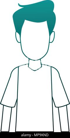 Young man cartoon blue lines Stock Vector