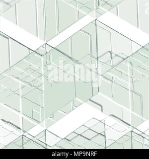green retro 3D checkered background pattern, vector illustration Stock Vector