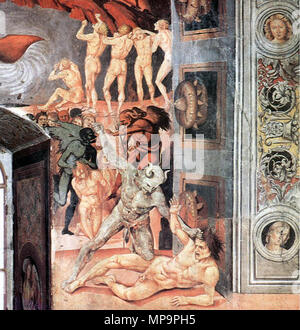 English: The Damned Being Plunged into Hell (detail)   between 1499 and 1502.   829 Luca signorelli, cappella di san brizio, separazione delle anime 03 Stock Photo