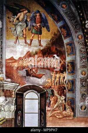 English: The Damned Being Plunged into Hell   between 1499 and 1502.   829 Luca signorelli, cappella di san brizio, separazione delle anime 01 Stock Photo