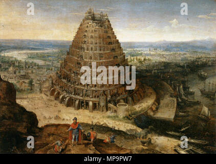 The Tower of Babel  1594.   830 Lucas van Valkenborch - The Tower of Babel - WGA24260 Stock Photo