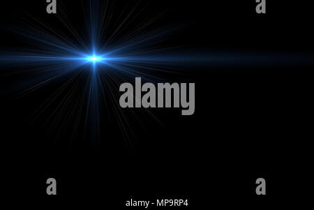 Blue Lens Flare or Star Flare in Black Background Stock Footage