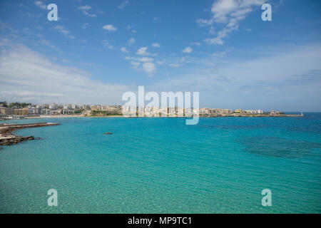 View of small town Otranto from Aragonese Castle, province of Lecce in the Salento peninsula, Italy Stock Photo