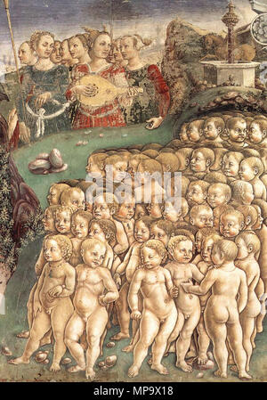 English: Allegory of May: Triumph of Apollo (detail)   between 1476 and 1484.   844 Maggio, francesco del cossa, 03 Stock Photo