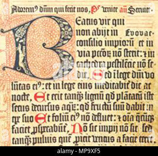 . Mainz psalter, detail . 1457. printed by Johann Fust and Peter Schoeffer 845 Mainz psalter detail Stock Photo