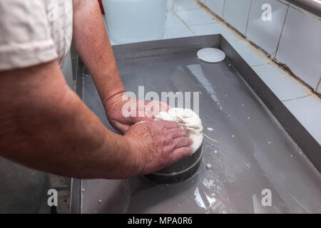 goat cheese making process and shop in Tenerife, Canary Islands, Spain. Stock Photo