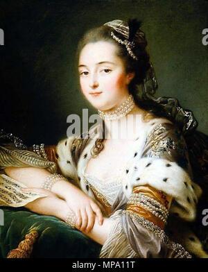 Mlle. Marguerite Catherine Haynault, later the Marquise de Montmelas in Turkish Costume - Portrait of a Woman in Turkish Costume (said to be Mlle. de Romans)   1757.   856 Marguerite Catherine Haynault Stock Photo