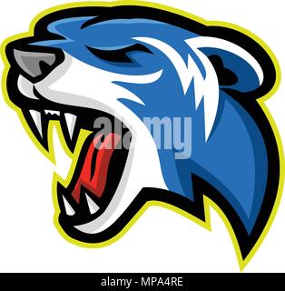 Mascot icon illustration of head of an polecat, weasel, stoat, ferret or mink viewed from side on isolated background in retro style. Stock Vector
