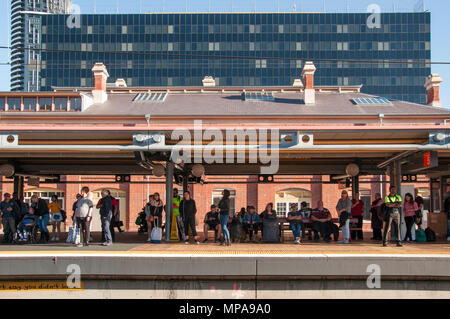 Commuters waiting at Roma Street Station, Brisbane, Queensland, Australia Stock Photo