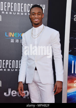 Jessie Usher at The premiere of 20th Century Fox's 'Independence Day: Resurgence' at TCL Chinese Theatre on June 20, 2016 in Hollywood, CAJessie Usher ------------- Red Carpet Event, Vertical, USA, Film Industry, Celebrities,  Photography, Bestof, Arts Culture and Entertainment, Topix Celebrities fashion /  Vertical, Best of, Event in Hollywood Life - California,  Red Carpet and backstage, USA, Film Industry, Celebrities,  movie celebrities, TV celebrities, Music celebrities, Photography, Bestof, Arts Culture and Entertainment,  Topix, Three Quarters, vertical, one person,, from the year , 201 Stock Photo