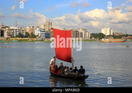 Sail boat on the Buriganga River. Dhaka, Bangladesh Stock Photo