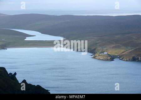 Unst the most northerly of the Shetland Islands home of Saxa Vord RAF radar station, Hermaness nature reserve and proposed UK space centre launch site Stock Photo