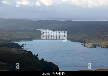 Unst the most northerly of the Shetland Islands home of Saxa Vord RAF radar station, Hermaness nature reserve and proposed UK space centre launch site Stock Photo