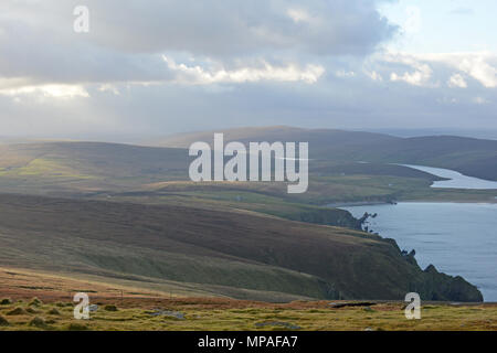 Unst the most northerly of the Shetland Islands home of Saxa Vord RAF radar station, Hermaness nature reserve and proposed UK space centre launch site Stock Photo