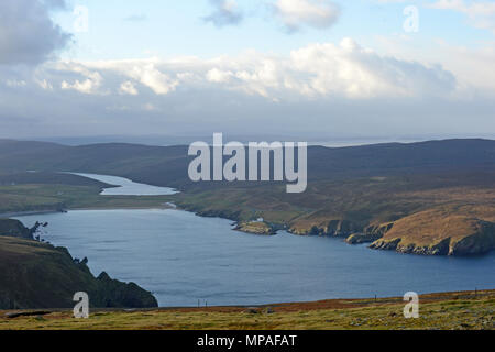 Unst the most northerly of the Shetland Islands home of Saxa Vord RAF radar station, Hermaness nature reserve and proposed UK space centre launch site Stock Photo