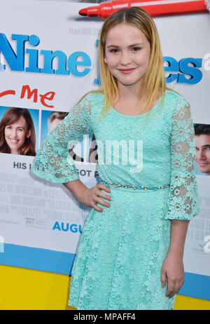 Talitha Bateman   at the Nine Lives Premiere at the TCL Chinese Theatre in Los Angeles. August 1st, 2016.Talitha Bateman  ------------- Red Carpet Event, Vertical, USA, Film Industry, Celebrities,  Photography, Bestof, Arts Culture and Entertainment, Topix Celebrities fashion /  Vertical, Best of, Event in Hollywood Life - California,  Red Carpet and backstage, USA, Film Industry, Celebrities,  movie celebrities, TV celebrities, Music celebrities, Photography, Bestof, Arts Culture and Entertainment,  Topix, Three Quarters, vertical, one person,, from the year , 2016, inquiry tsuni@Gamma-USA.co Stock Photo